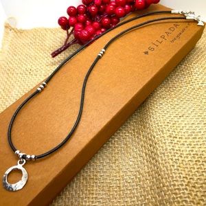Silpada Black Leather/Silver Necklace